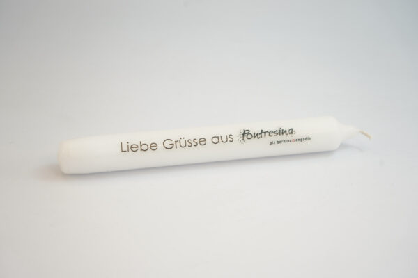 Stabkerze "Liebe Grüsse aus Pontresina"